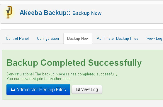 Akeeba Backup copia completada